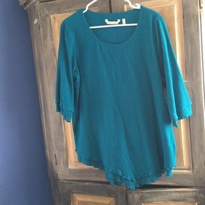 Soft Surroundings Lettuce Hem Crinkle Top Sz MED